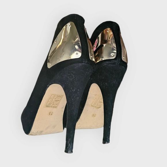 DV -  DOLCE VITA WOMEN'S "BANSI" ANKLE BOOT BLACK SUEDE GOLD ACCENTS US SIZE 7.5 - Picture 4 of 11